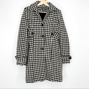 Poetry Houndstooth Lagenlook Wool Blend Pea Coat